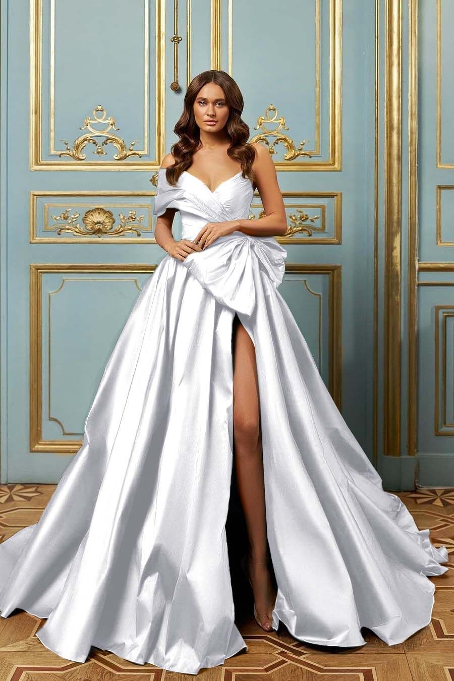 Blue A Line Prom Dress One Shoulder Satin Formal Dress