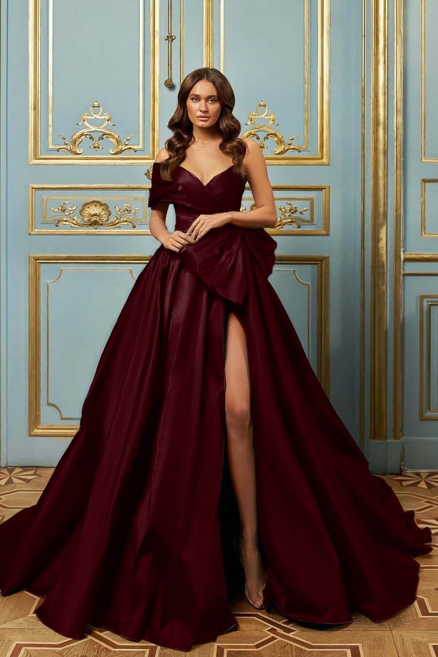 Blue A Line Prom Dress One Shoulder Satin Formal Dress