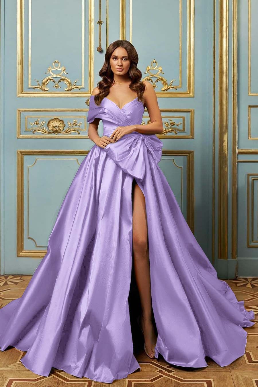 Blue A Line Prom Dress One Shoulder Satin Formal Dress