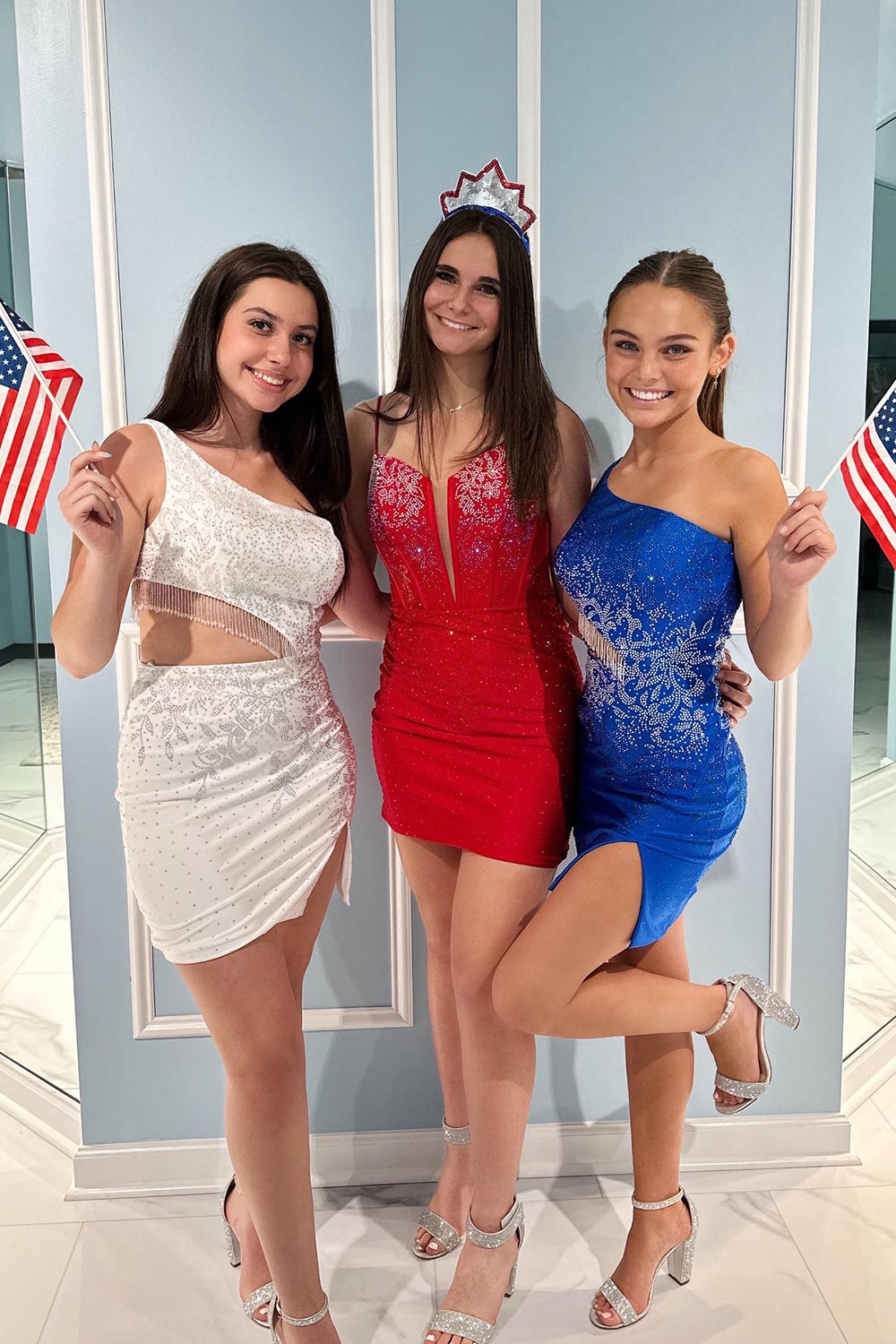 Blue Homecoming Dress Beaded Corset Lace-Up Back Tight Short Cocktail Dresses