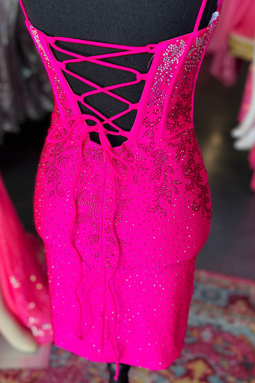 Blue Homecoming Dress Beaded Corset Lace-Up Back Tight Short Cocktail Dresses