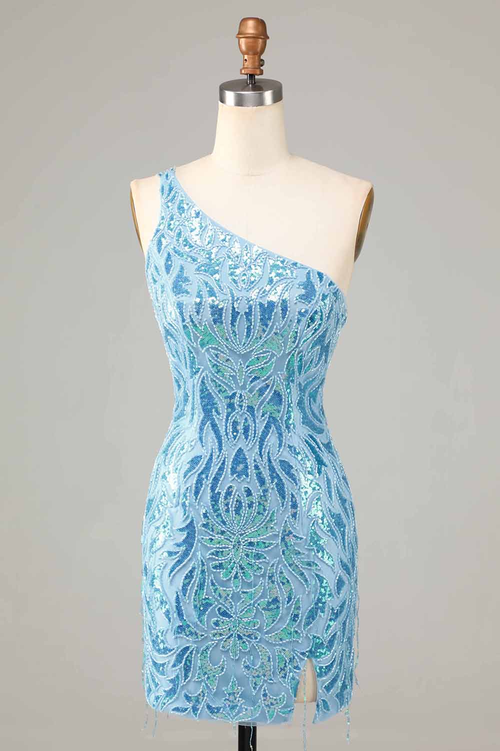 Blue Homecoming Dress Beaded Fringed Tight Short Cocktail Dresses
