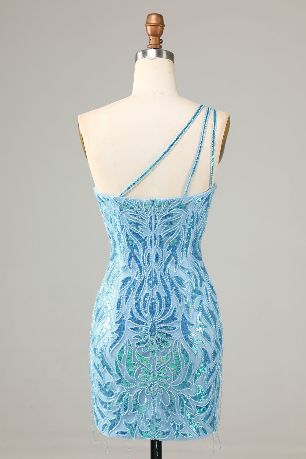 Blue Homecoming Dress Beaded Fringed Tight Short Cocktail Dresses