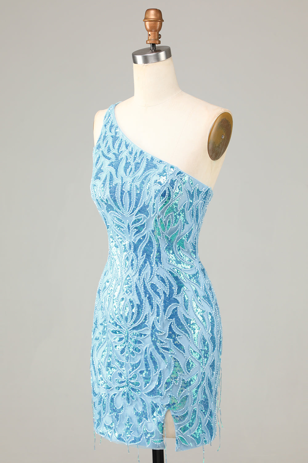 Blue Homecoming Dress Beaded Fringed Tight Short Cocktail Dresses
