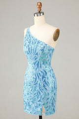 Blue Homecoming Dress Beaded Fringed Tight Short Cocktail Dresses