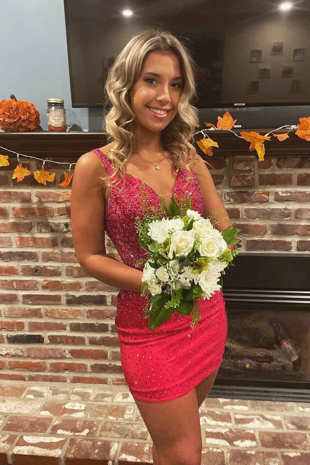 Blue Homecoming Dress Beaded Sequin Tight Short Cocktail Dresses
