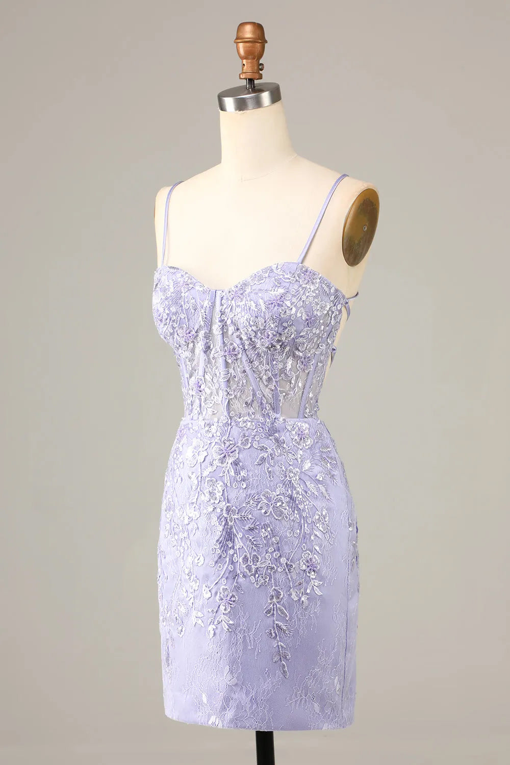 Blue Homecoming Dress Corset Floral Tight Short Prom Dress with Lace