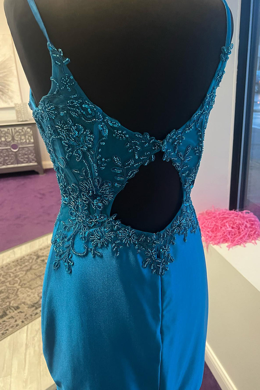 Blue Homecoming Dress Corset Open Back Tight Short Cocktail Dresses with Appliques