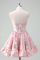 Blue Homecoming Dress Corset Sweetheart Floral A Line Short Prom Dress