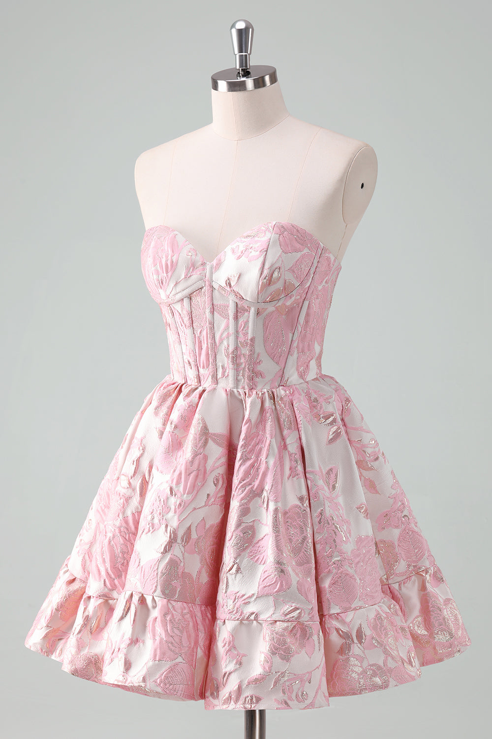 Blue Homecoming Dress Corset Sweetheart Floral A Line Short Prom Dress