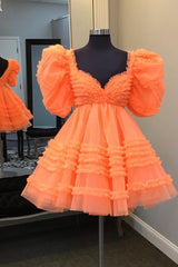 Blue Homecoming Dress Ruffled A Line Short Prom Dress
