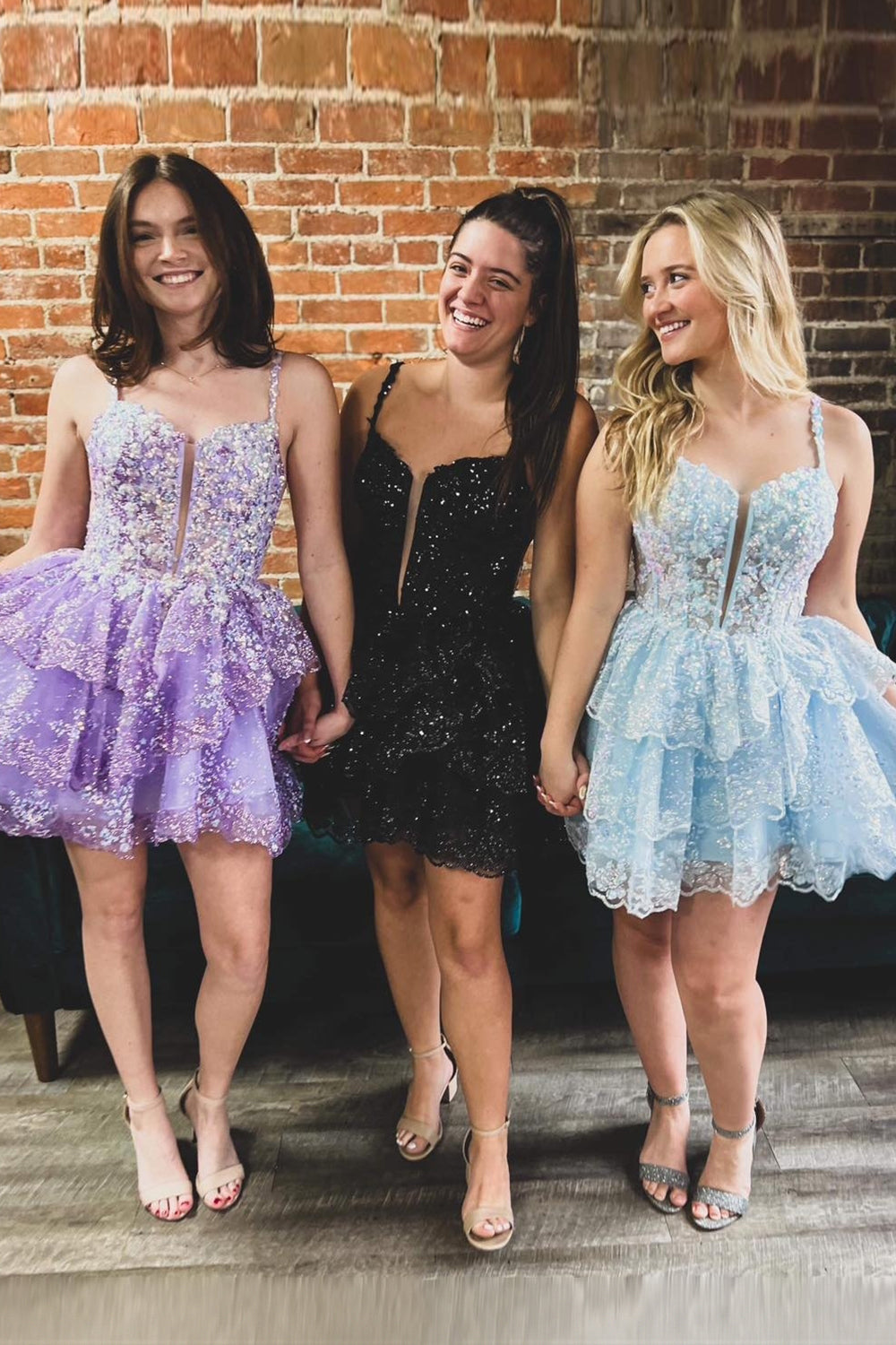 Blue Homecoming Dress Sequin Corset Short Cocktail Dresses With Ruffles