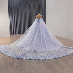 Blue Lilac Off the Shoulder Quinceanera Dress Corset Ball Gown Sweet 16 Dress
