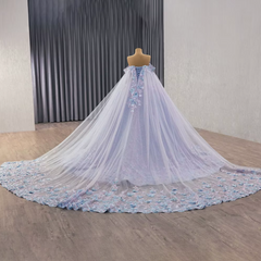 Blue Lilac Off the Shoulder Quinceanera Dress Corset Ball Gown Sweet 16 Dress