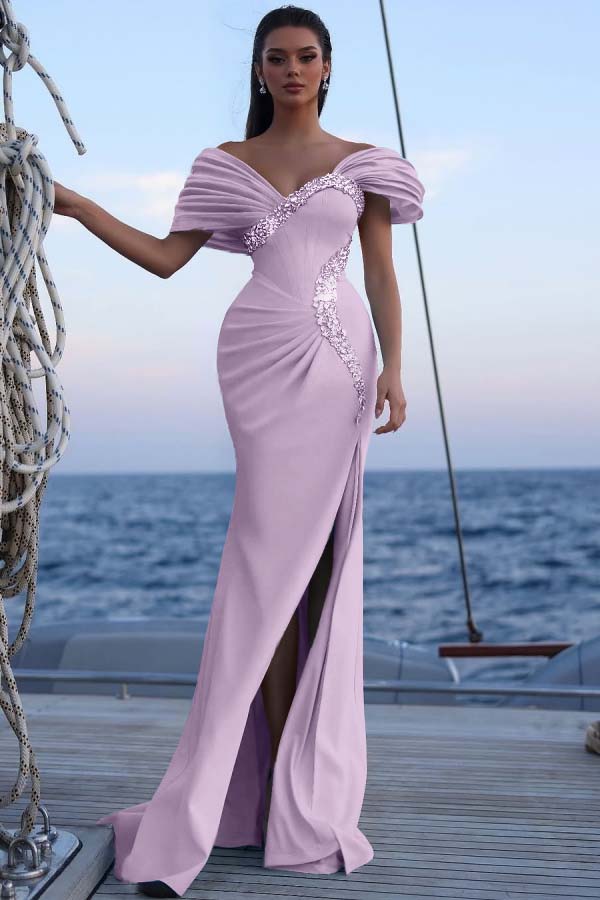 Blue Mermaid Prom Dress Beaded Off the Shoulder Formal Dress