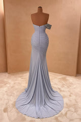 Blue Mermaid Prom Dress One Shoulder Beaded Formal Dress