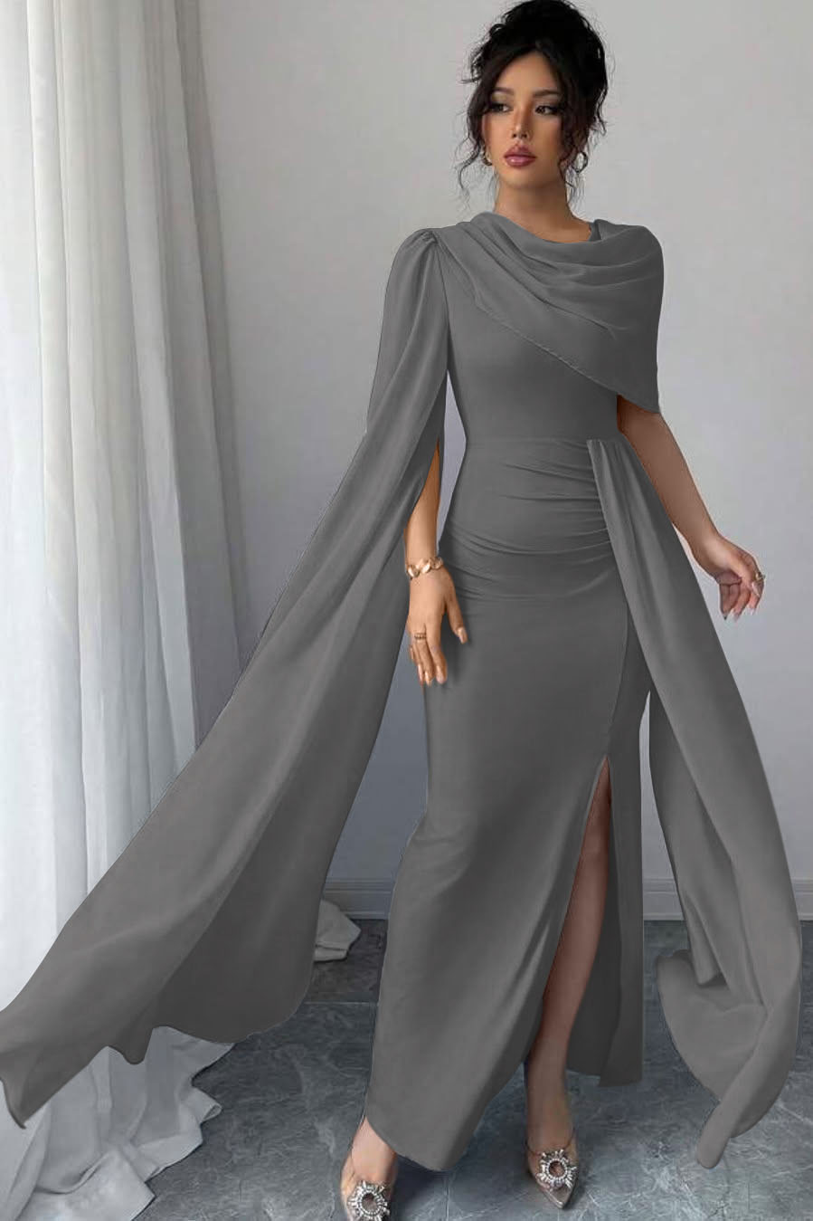 Blue Mermaid Prom Dress Satin Formal Dress