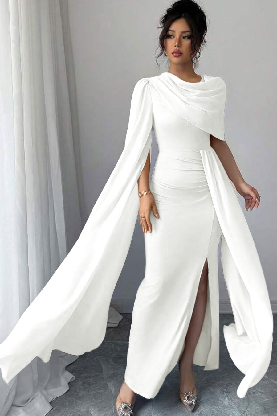 Blue Mermaid Prom Dress Satin Formal Dress