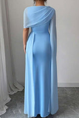 Blue Mermaid Prom Dress Satin Formal Dress