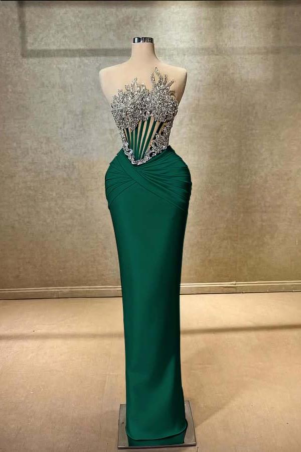 Blue Mermaid Prom Dress Sleeveless Beaded Formal Dress