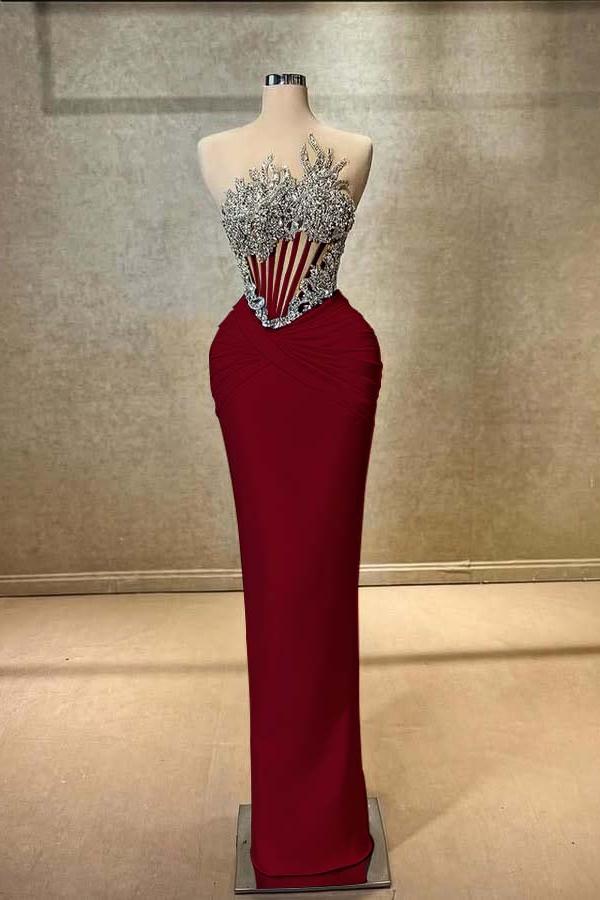 Blue Mermaid Prom Dress Sleeveless Beaded Formal Dress