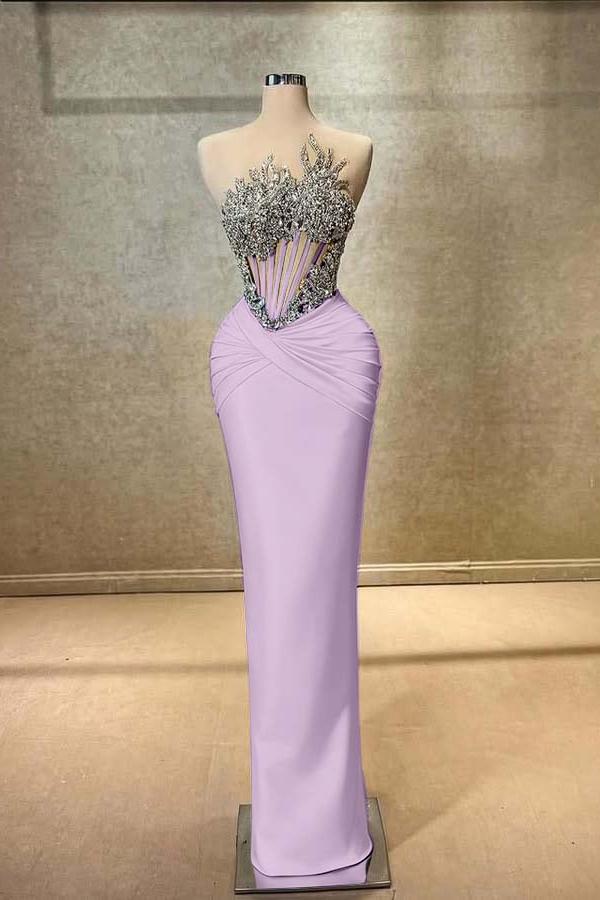 Blue Mermaid Prom Dress Sleeveless Beaded Formal Dress