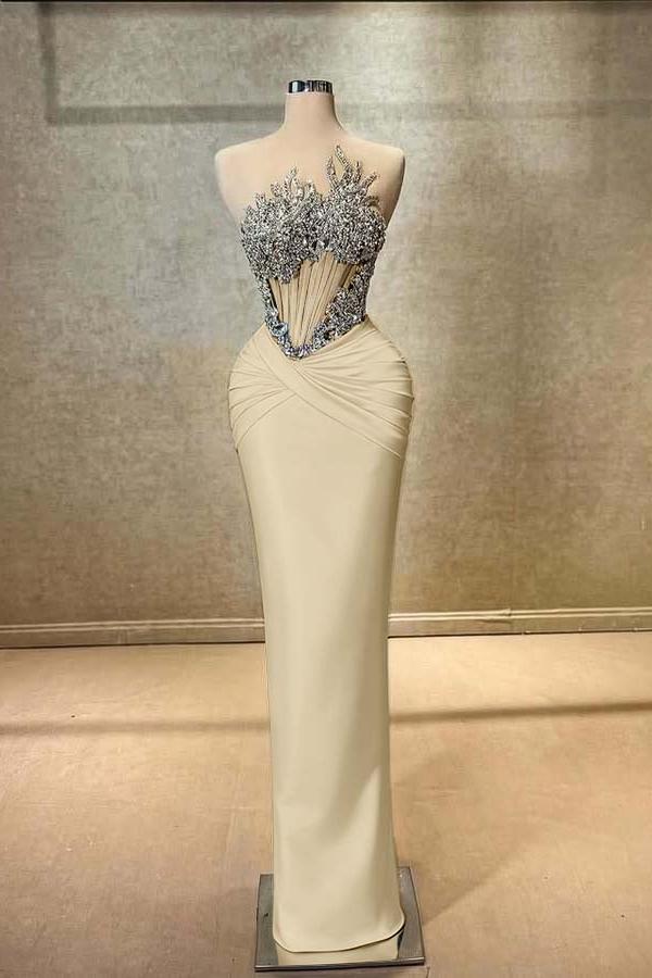 Blue Mermaid Prom Dress Sleeveless Beaded Formal Dress