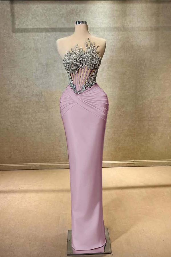 Blue Mermaid Prom Dress Sleeveless Beaded Formal Dress