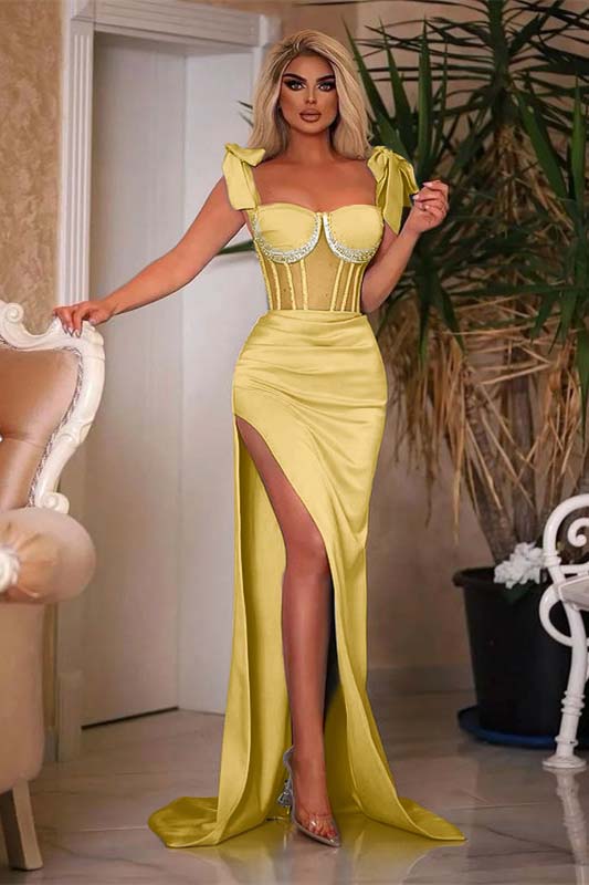 Blue Mermaid Prom Dress Sleeveless Straps Beaded Formal Dress