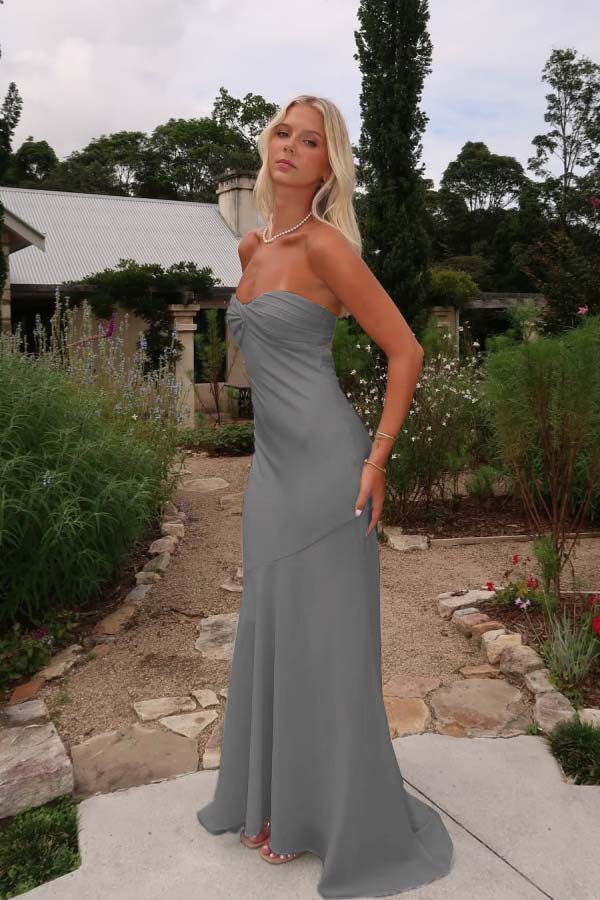 Blue Mermaid Prom Dress Sleeveless Sweetheart Satin Formal Dress