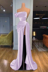 Blue Mermaid Velvet Dress One Shoulder Beaded Formal Dress