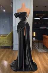 Blue Mermaid Velvet Dress One Shoulder Beaded Formal Dress