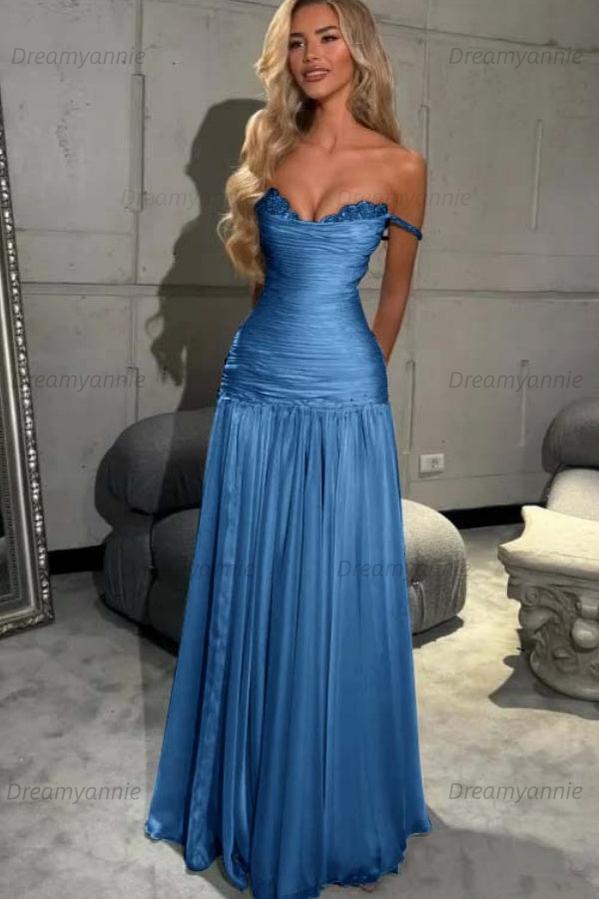 Dreamyannie Mint Green Off The Shoulder Prom Dress A Line Formal Evening Gown