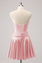 Fuchsia A Line Sweetheart Corset Short Homecoming Dress