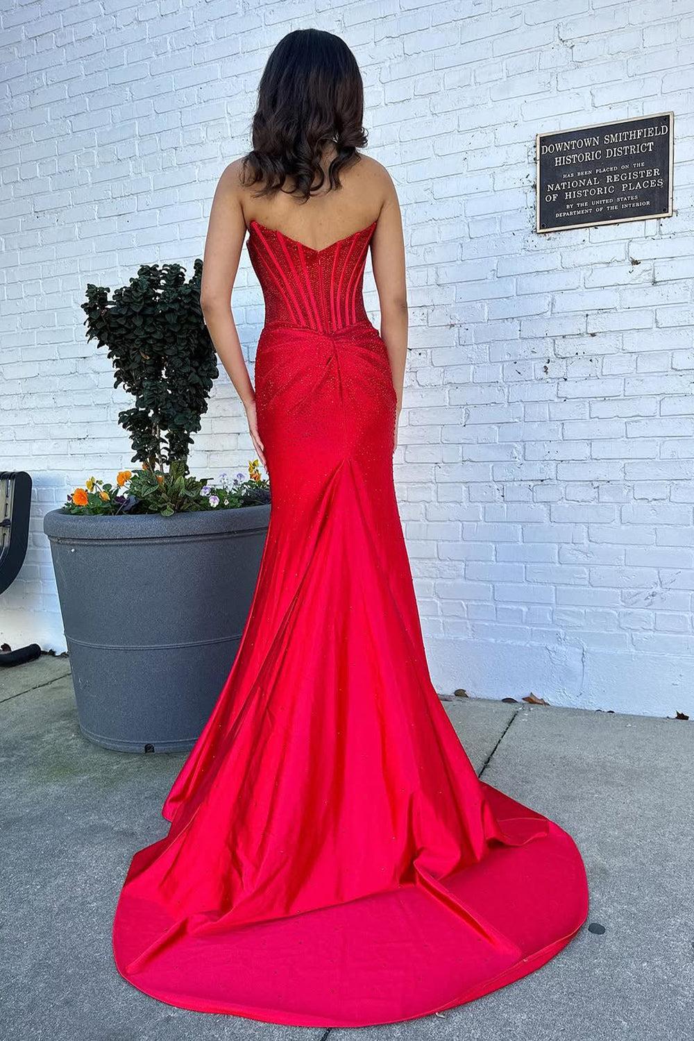 Blush Pink Corset Long Beaded Prom Dress With Rhinestone Details Formal Evening Gown