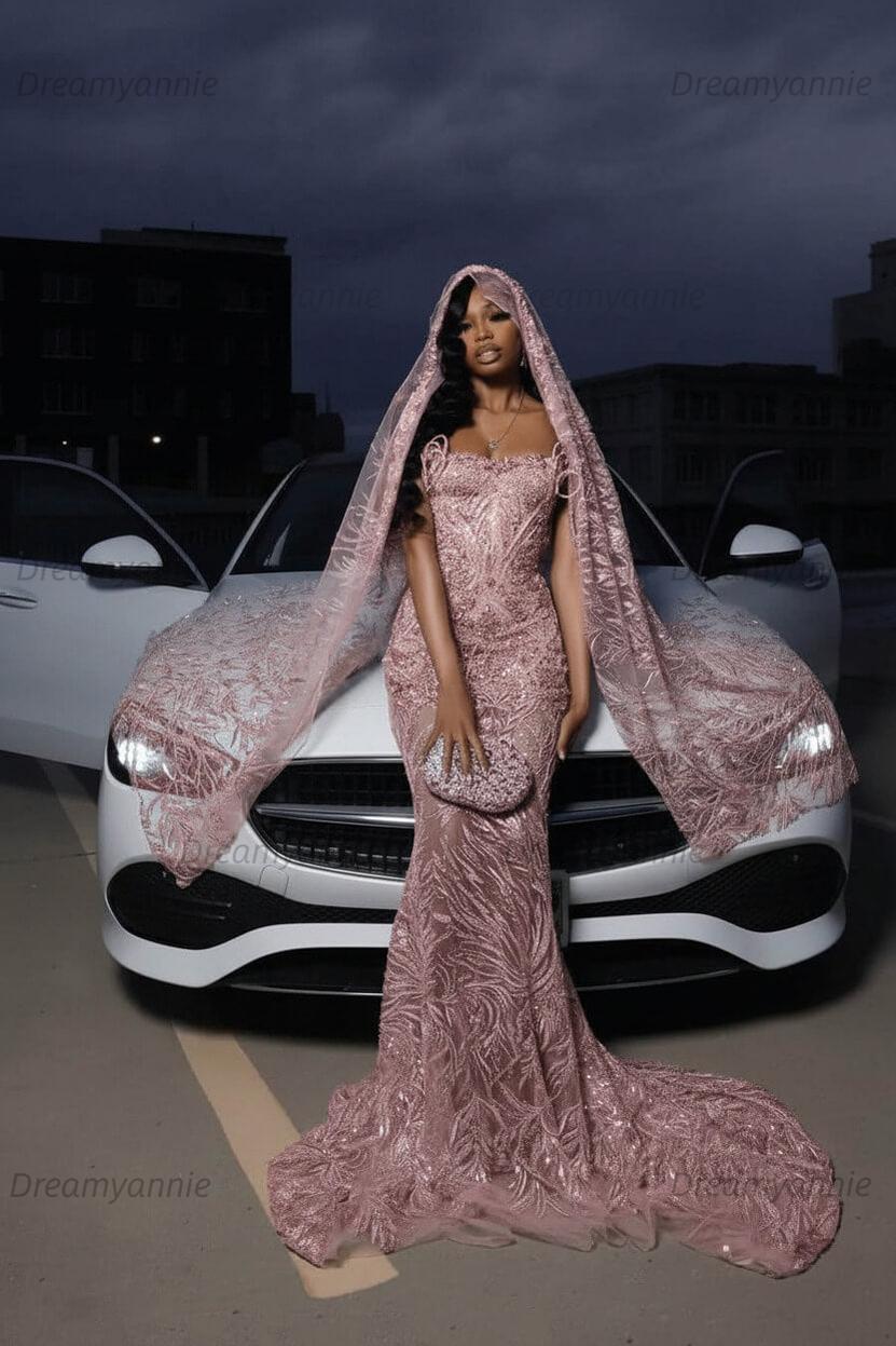 Strapless Silver Prom Dress Sequined Tulle Mermaid Formal Evening Dress