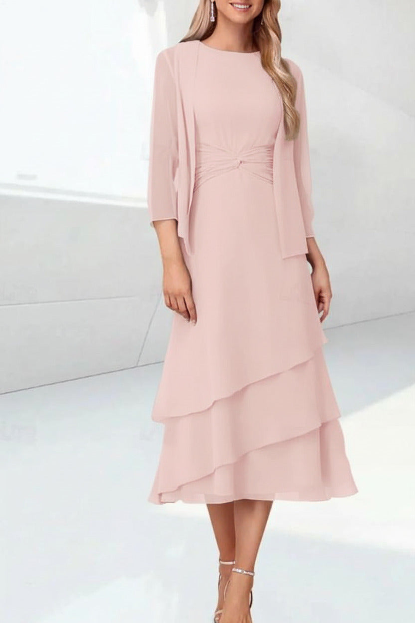 Mint Green Mother of the Bride Dress Chiffon Two Piece Wedding Guest Dress