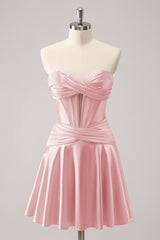 Fuchsia A Line Sweetheart Corset Short Homecoming Dress