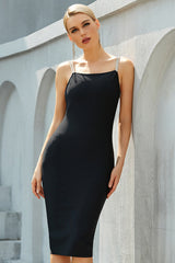 Bodycon Spaghetti Straps Black Homecoming Dress Party Dress Backless