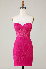 Bodycon Sweetheart Purple Homecoming Dress Corset Prom Dress with Appliques
