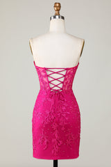 Bodycon Sweetheart Purple Homecoming Dress Corset Prom Dress with Appliques