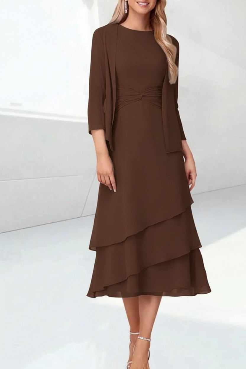 Mint Green Mother of the Bride Dress Chiffon Two Piece Wedding Guest Dress