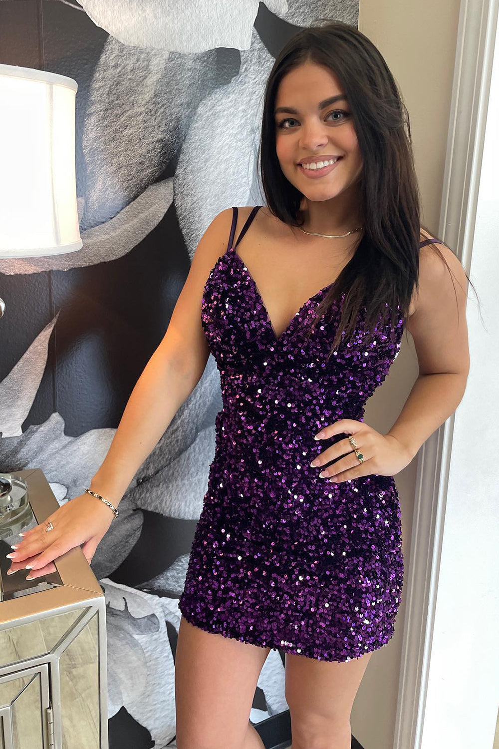 Burgundy Homecoming Dress Backless Spaghetti Straps Tight Short Cocktail Dresses