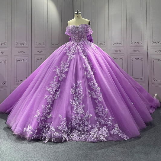 Lilac Quinceanera Dress Sweet 15 Evening Dress Crystal Sleeveless Beading Ball Gown Dress