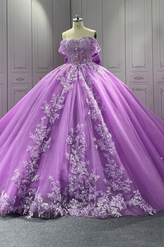 Lilac Quinceanera Dress Sweet 15 Evening Dress Crystal Sleeveless Beading Ball Gown Dress