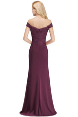 Burgundy Evening Dress Cap sleeve Lace Appliques Mermaid Formal Dress