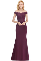 Burgundy Formal Dress Cap sleeve Lace Appliques Mermaid Evening Dress