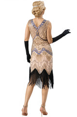 Pink Sleeveless Gatsby 1920s Dress with Fringe