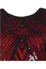 Red Gatsby Cape Sleeves Glitter Fringe 1920s Dress