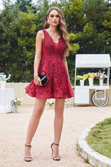 Pink Tulle Lace A-Line Sleeveless Short Homecoming Dress